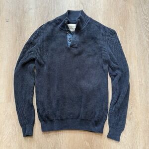 Weatherproof Vintage Knit 1/4 Zip Pullover Henley Sweater Blue Men's Size Medium
